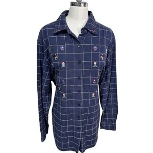 Bobbie Brooks Vtg‎ Cottagecore Embroidered Shirt Ugly Sweater Bird Birdhouses XL